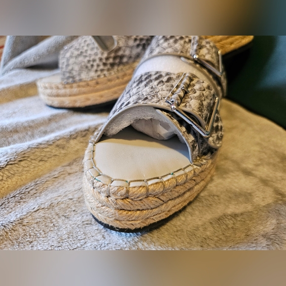 LOGO Lori Goldstein Espadrille Sandal Lindsay Leather Snake Skin Open Toe Sz 8.5 - Picture 8 of 11